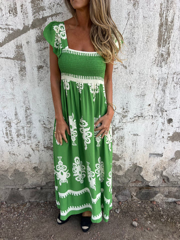 Women Boho-Chic Square Neck Maxi Dress Ivyshape