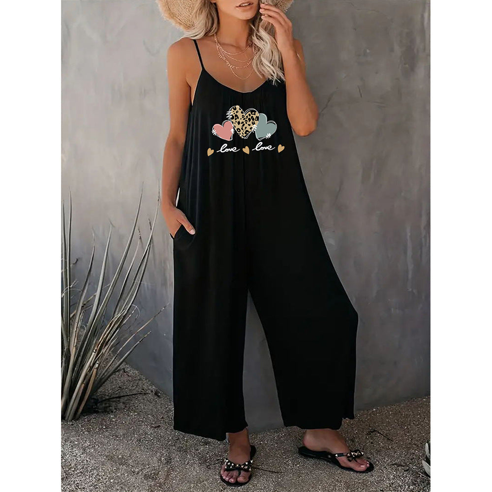 Women's jumpsuit with modern heart design and wide cut Ivyshape