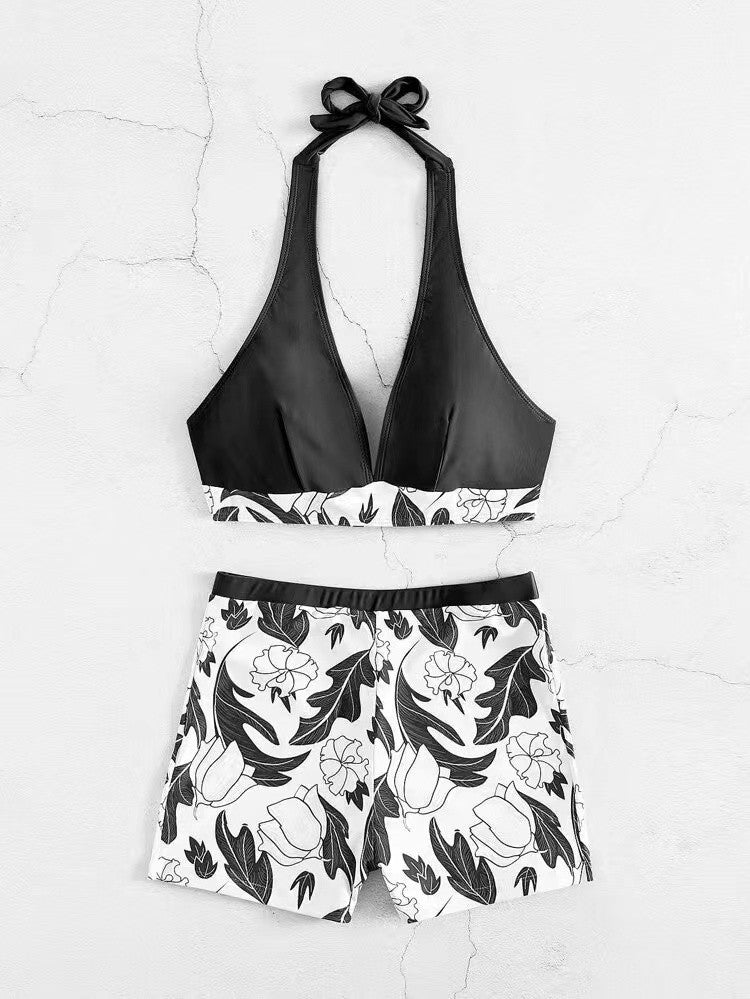 Women's bikini top with high-cut shorts and floral design Ivyshape