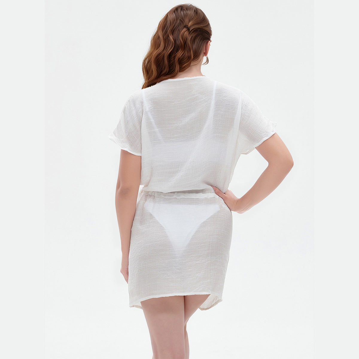 Women's casual short sleeve dress with drawstring waist Ivyshape