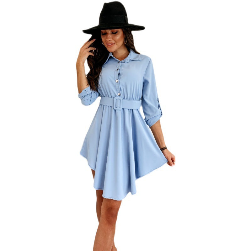 Women's shirt dress with waist belt and fashionable cut Ivyshape