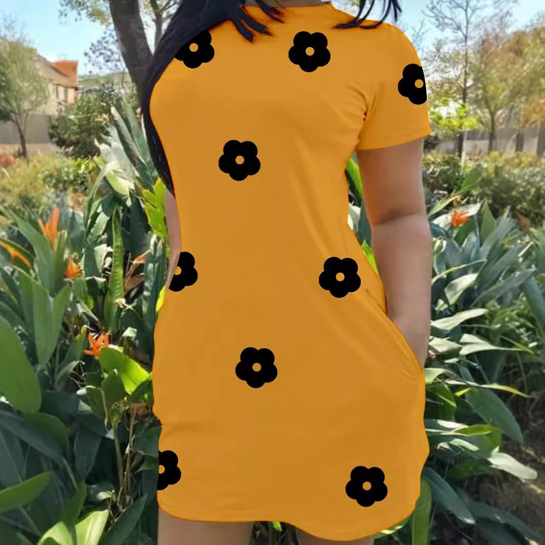 Ladies leisure dress with floral pattern Ivyshape