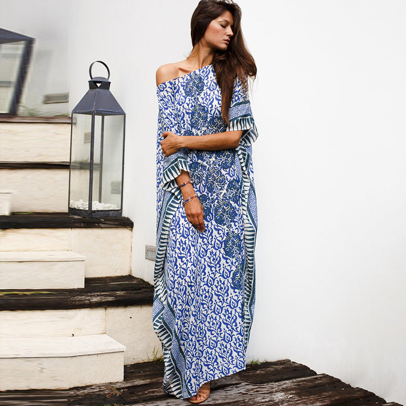 Women's Maxi Beach Dress with Stylish Floral Design and Airy Silhouette Ivyshape