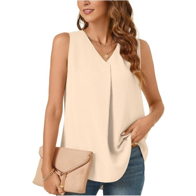 Women's Pleated Chiffon Blouse Ivyshape