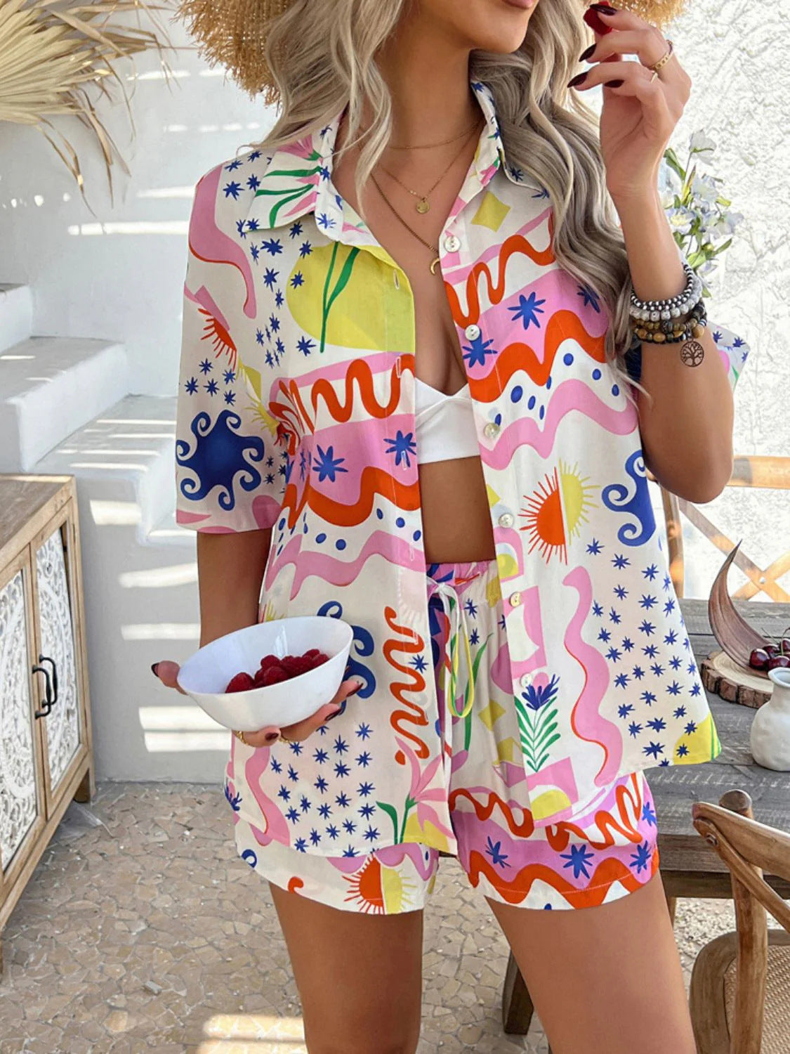 Ladies printed loose two-piece set Ivyshape