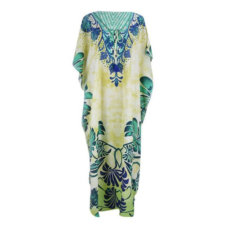 Ladies beach tunic with exclusive floral design and side slits Ivyshape