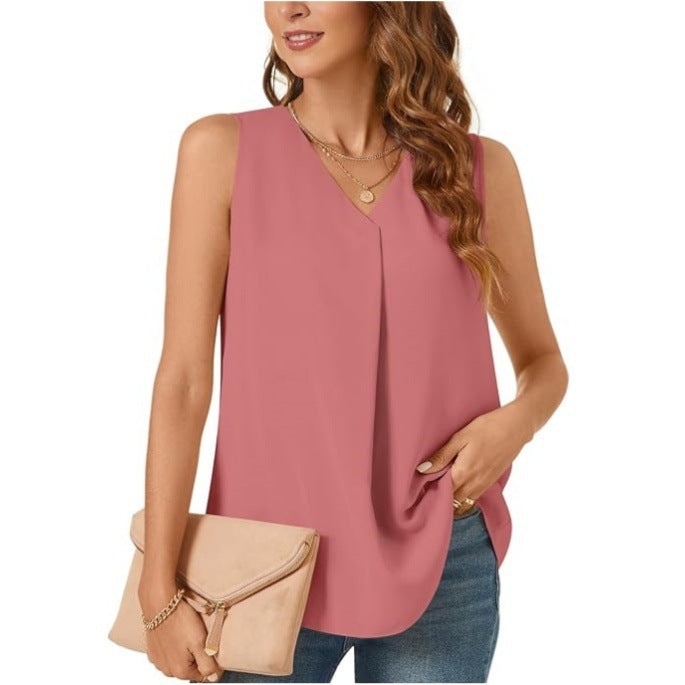 Women's Pleated Chiffon Blouse Ivyshape