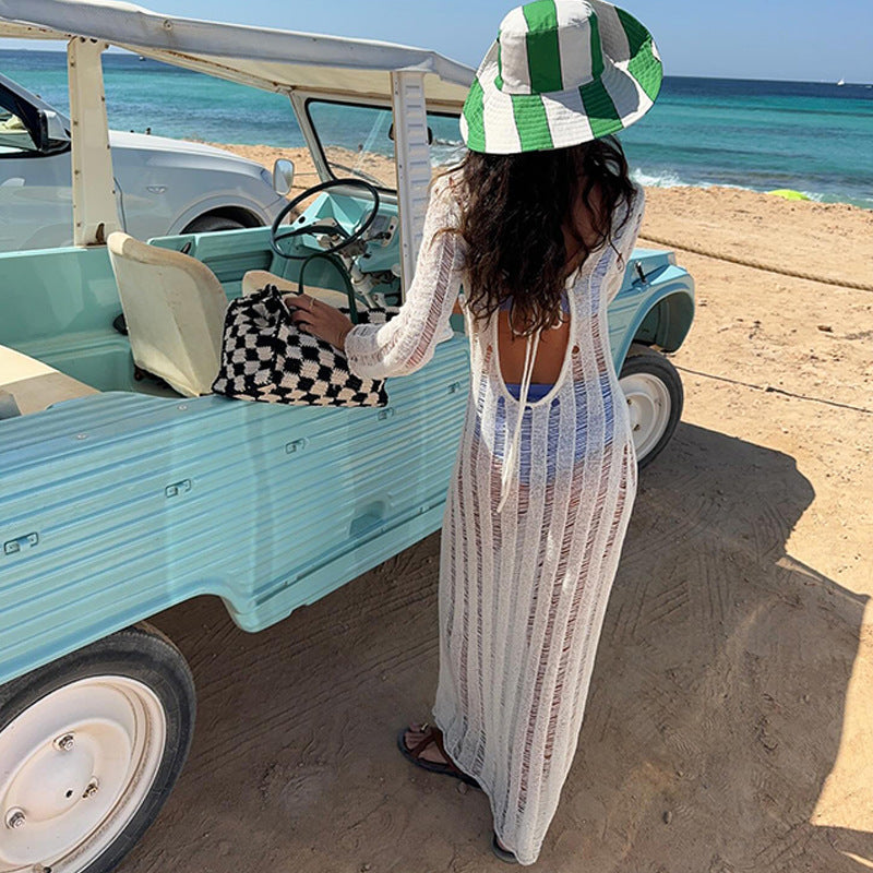 Ladies Transparent Beach Robe with Stylish Back Cutout Ivyshape
