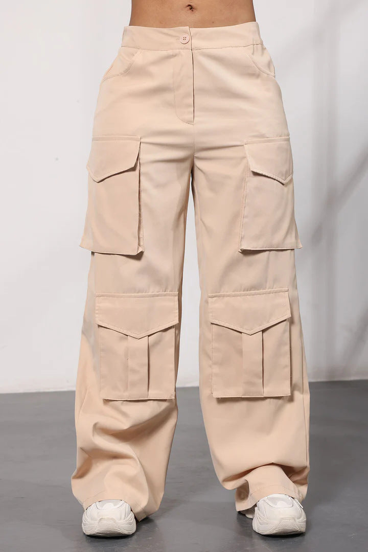 Ladies Stylish Wide Cargo Pants Ivyshape
