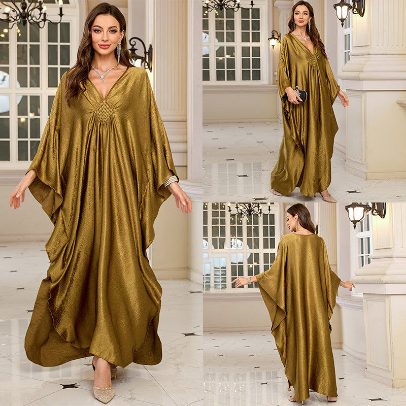 Ladies elegant kaftan with deep V-neck and flowing silhouette Ivyshape