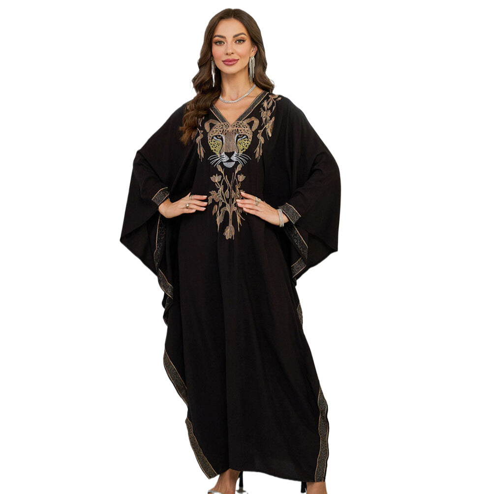 Ladies Elegant Kaftan with intricate animal embroidery and wide cut Ivyshape