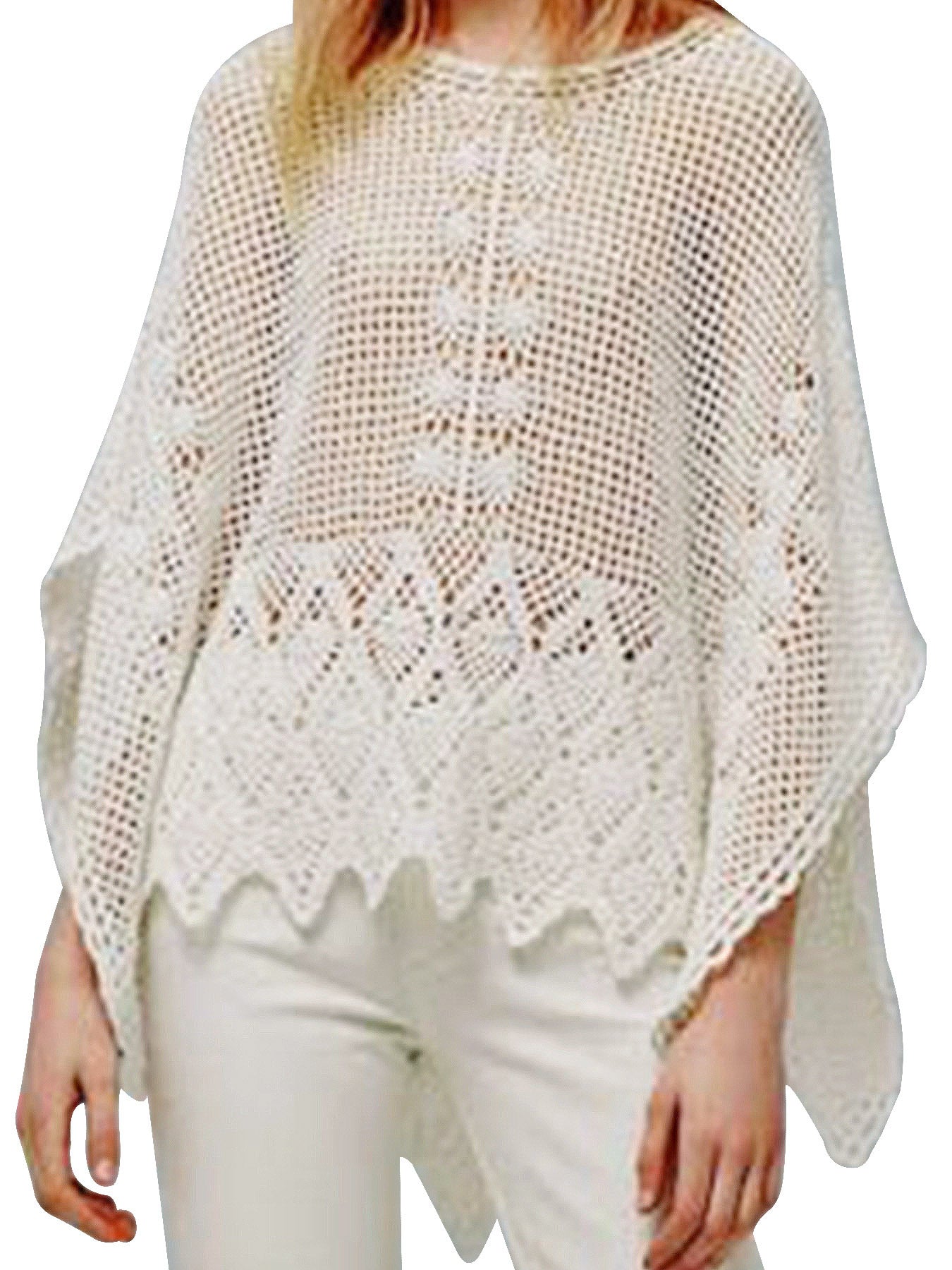 Women's airy crochet blouse with elegant lace pattern details Ivyshape