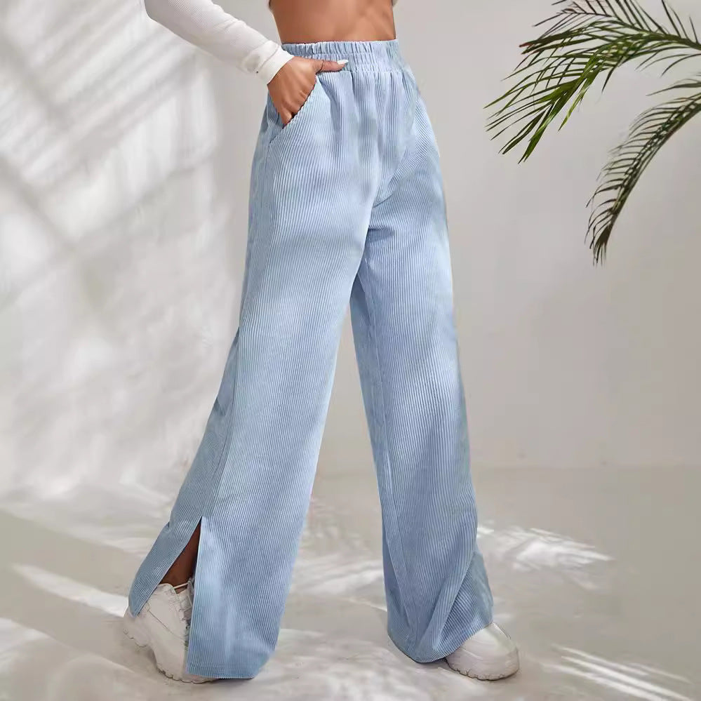 Women's Ribbed Width Leg Pants Ivyshape