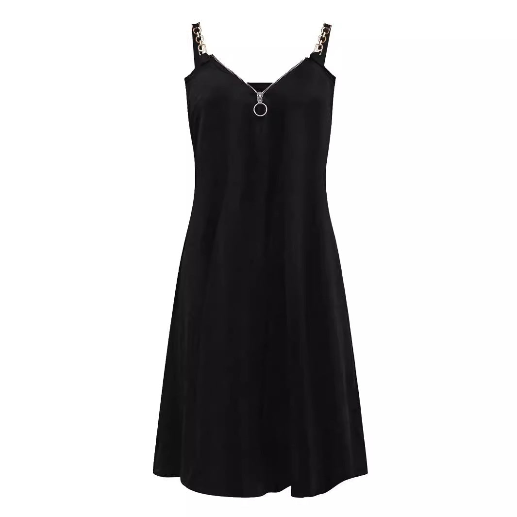 Women's casual dress with zipper and chain elements Ivyshape