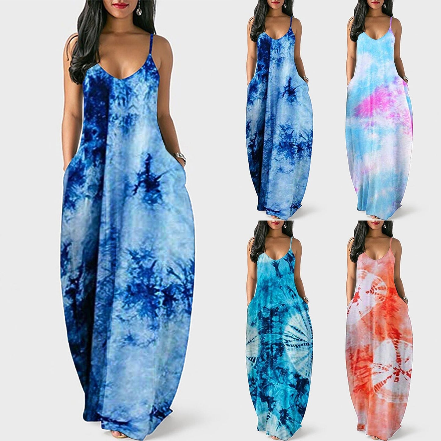 Ladies Summer Maxi Dress with Straps Ivyshape
