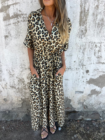 Ladies Maxi Dress with Belt Bag and Pockets Ivyshape