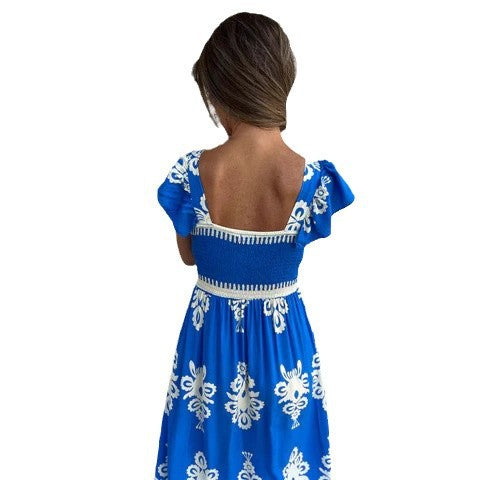 Women Boho-Chic Square Neck Maxi Dress Ivyshape