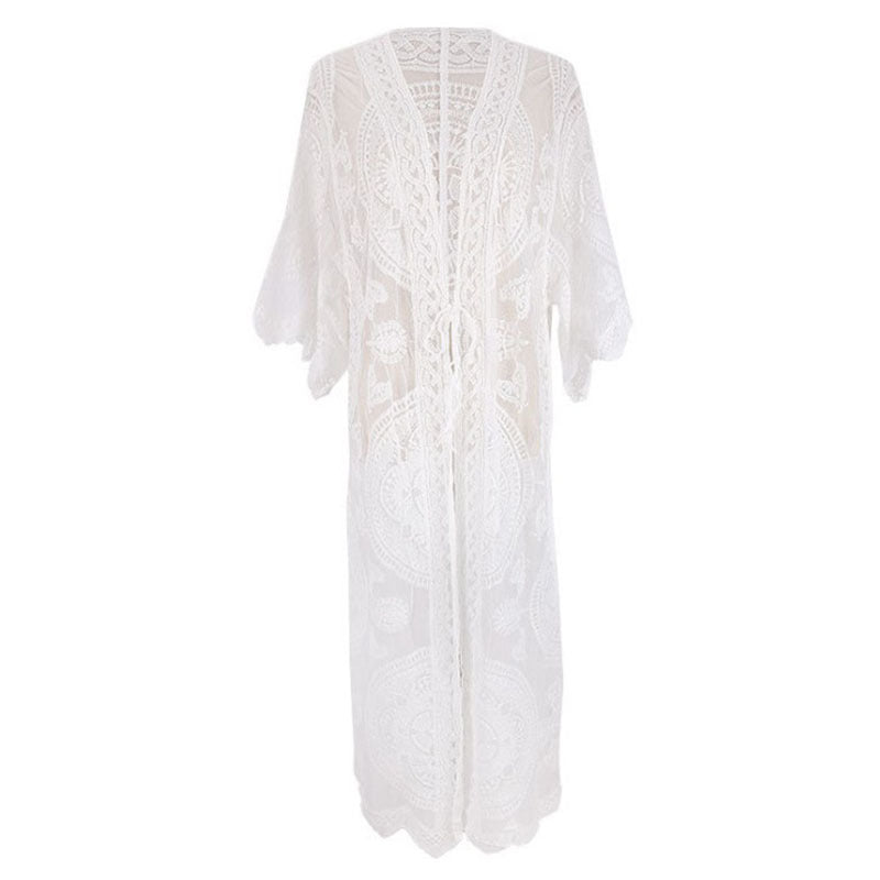 Women's Elegant Crochet Kimono Beach Jacket Ivyshape