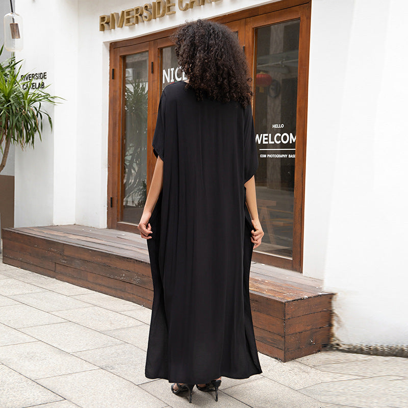 Women's elegant maxi dress with artistic embroidery motif Ivyshape