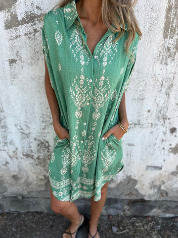 Women's Relaxed Bohemian Shirt Dress Ivyshape