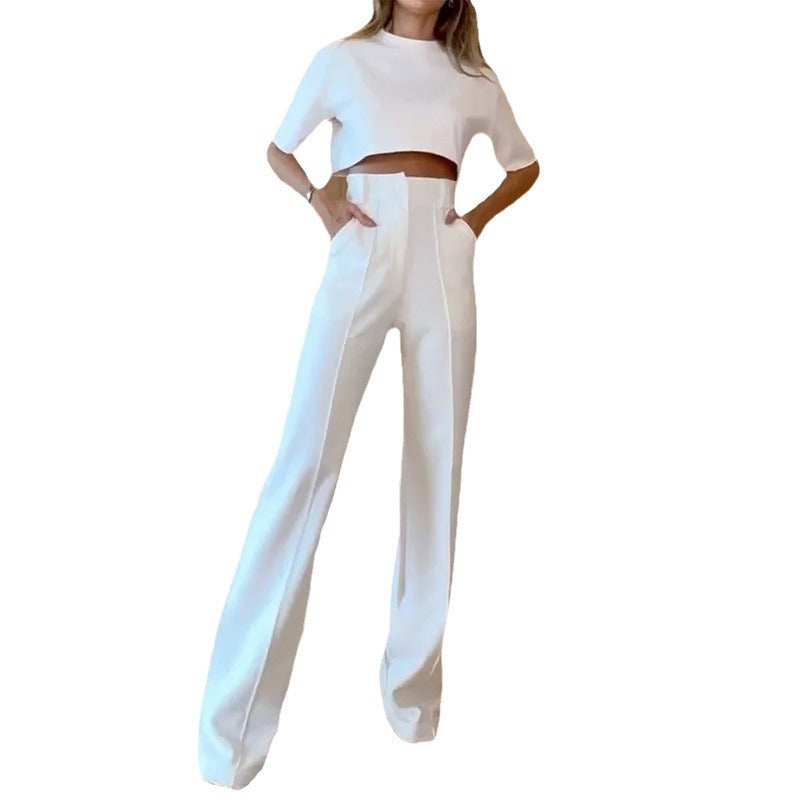 Women's set with cropped top and wide-cut pants Ivyshape