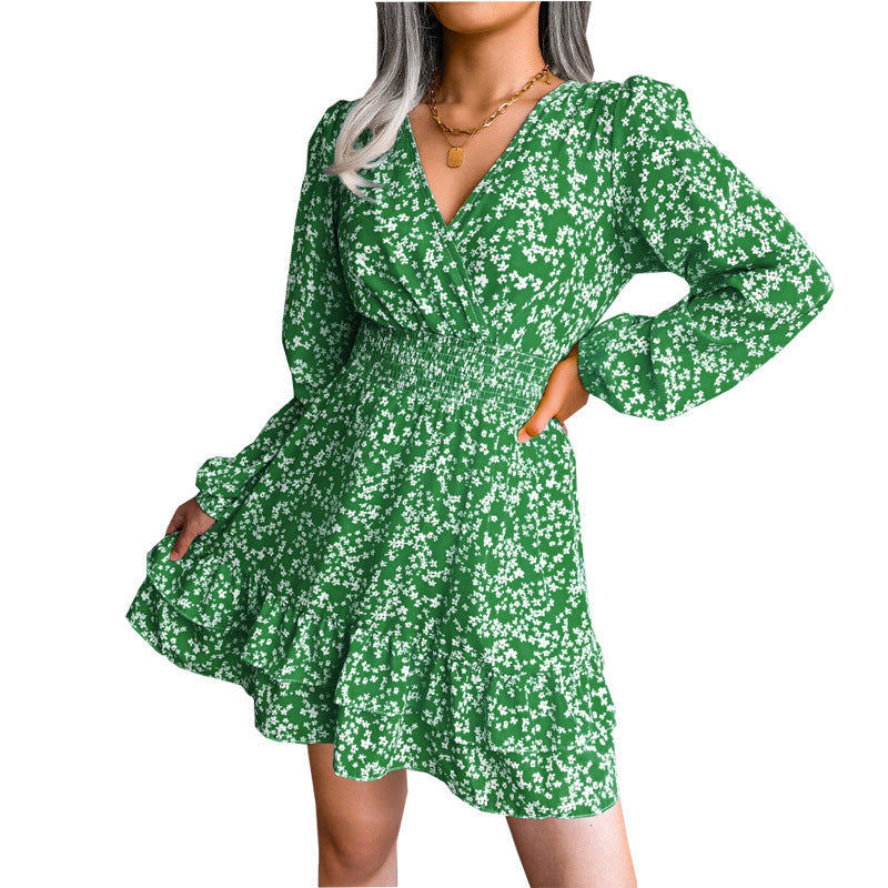 Women's Short Casual Dress with Ruffle Details and Smock Look Ivyshape