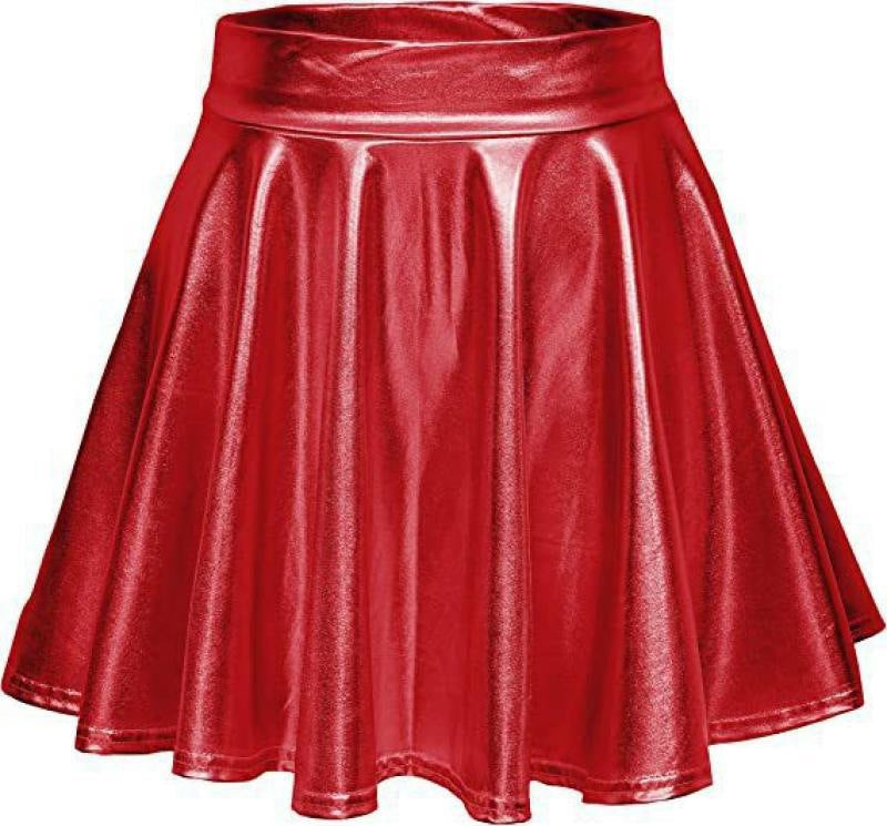 Ladies Stylish High Waisted Faux Leather Skirt Ivyshape