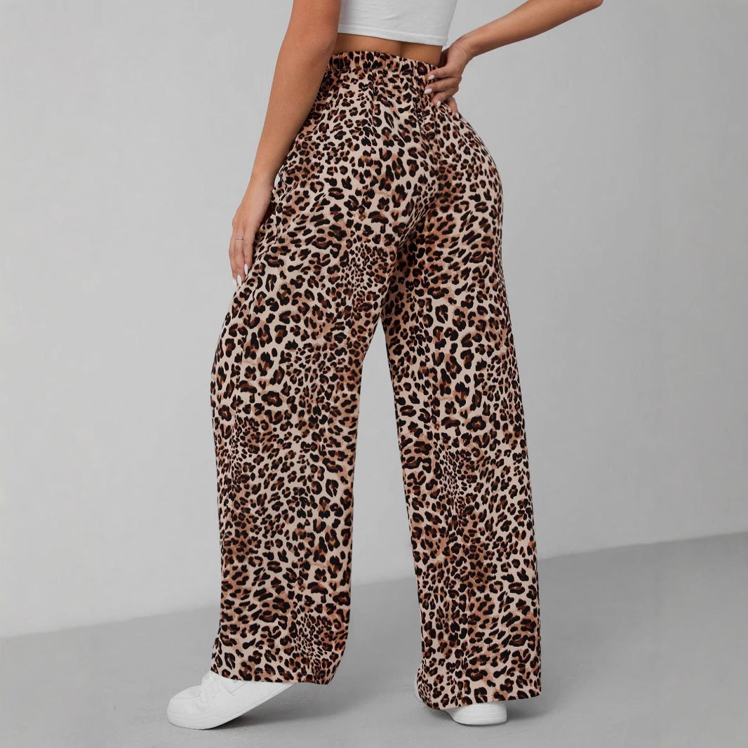 Women's Relaxed Fit Leopard Print Palazzo Pants Ivyshape