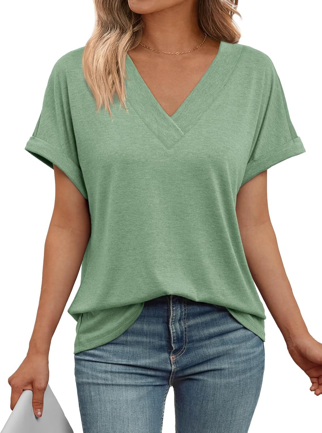Women's Relaxed Fit V-Neck T-Shirt Ivyshape