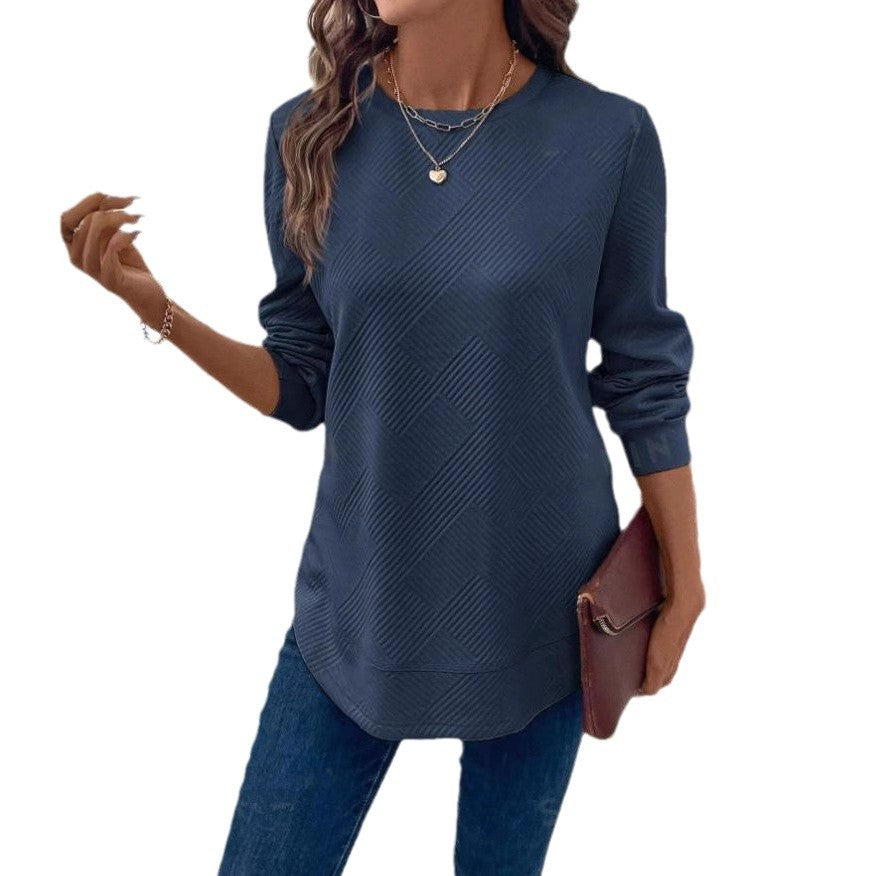 Women's casual sweatshirt with textured fabric and round neck Ivyshape