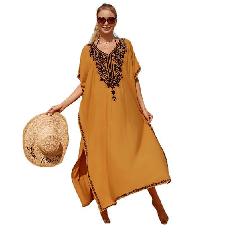Women's Kaftan with intricate embroidery and side slits Ivyshape