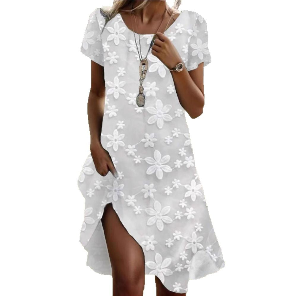 Ladies maxidress with floral embroidery design Ivyshape