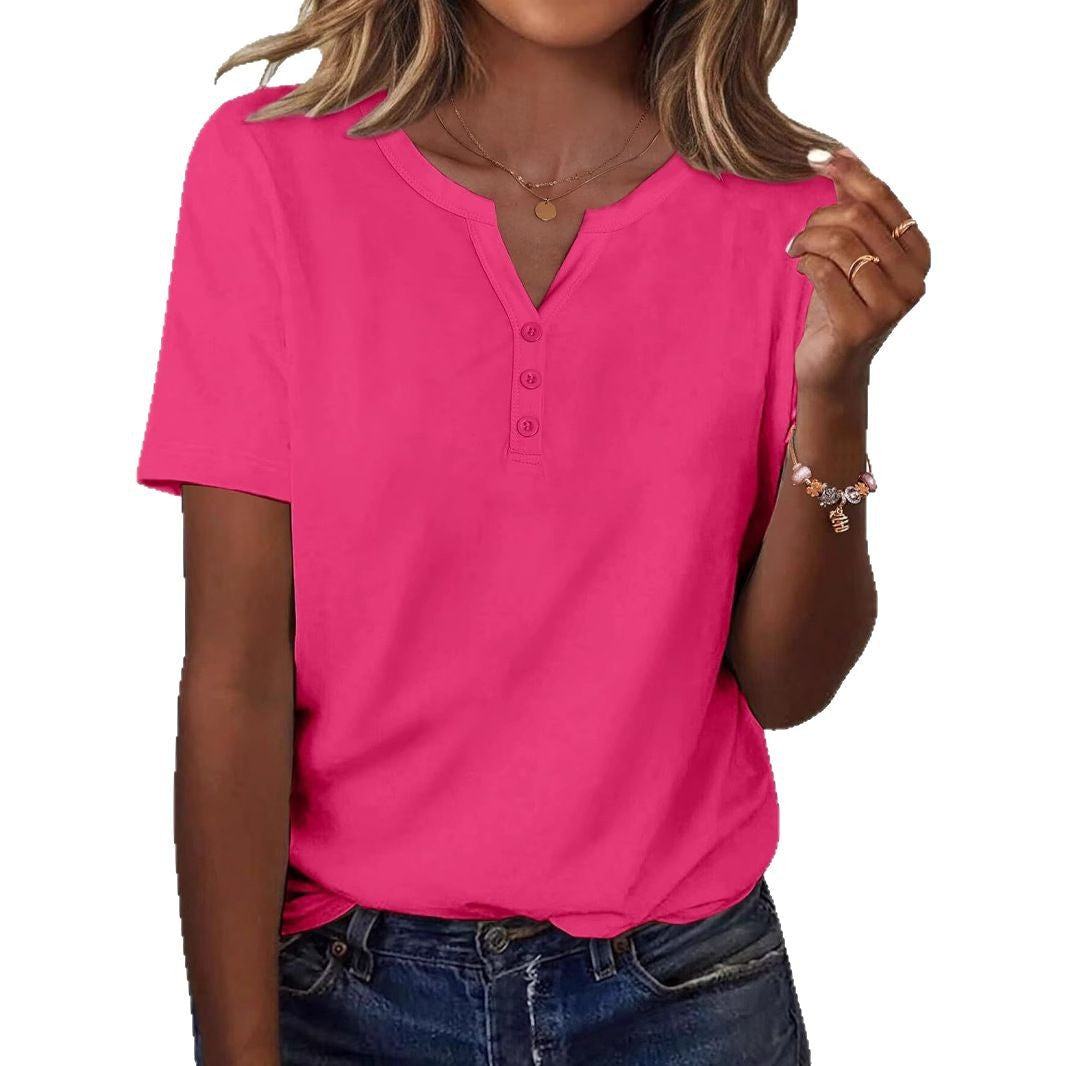 Women's Button-Up Henley T-Shirt Ivyshape