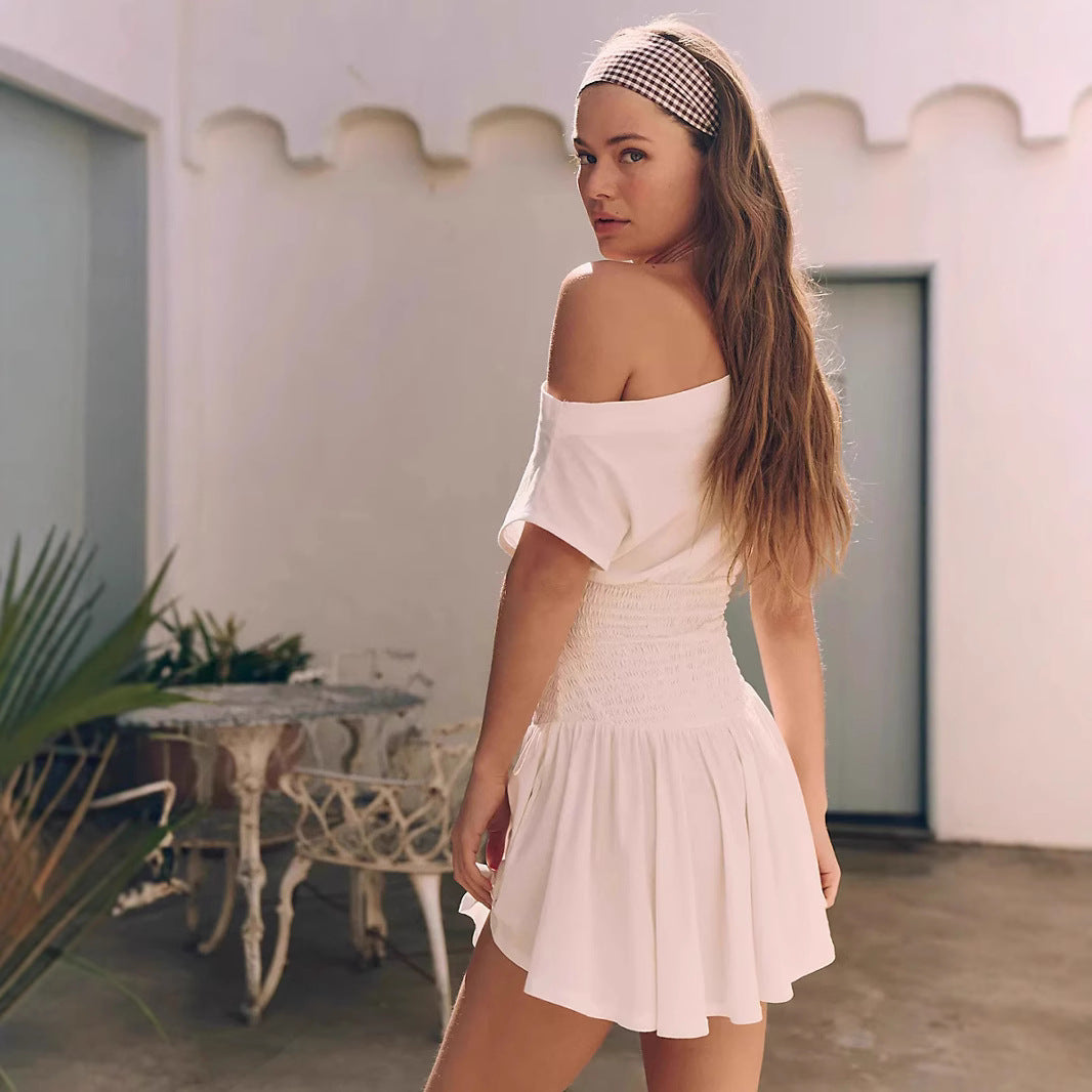Women's Off-Shoulder Smocked Mini Dress Ivyshape