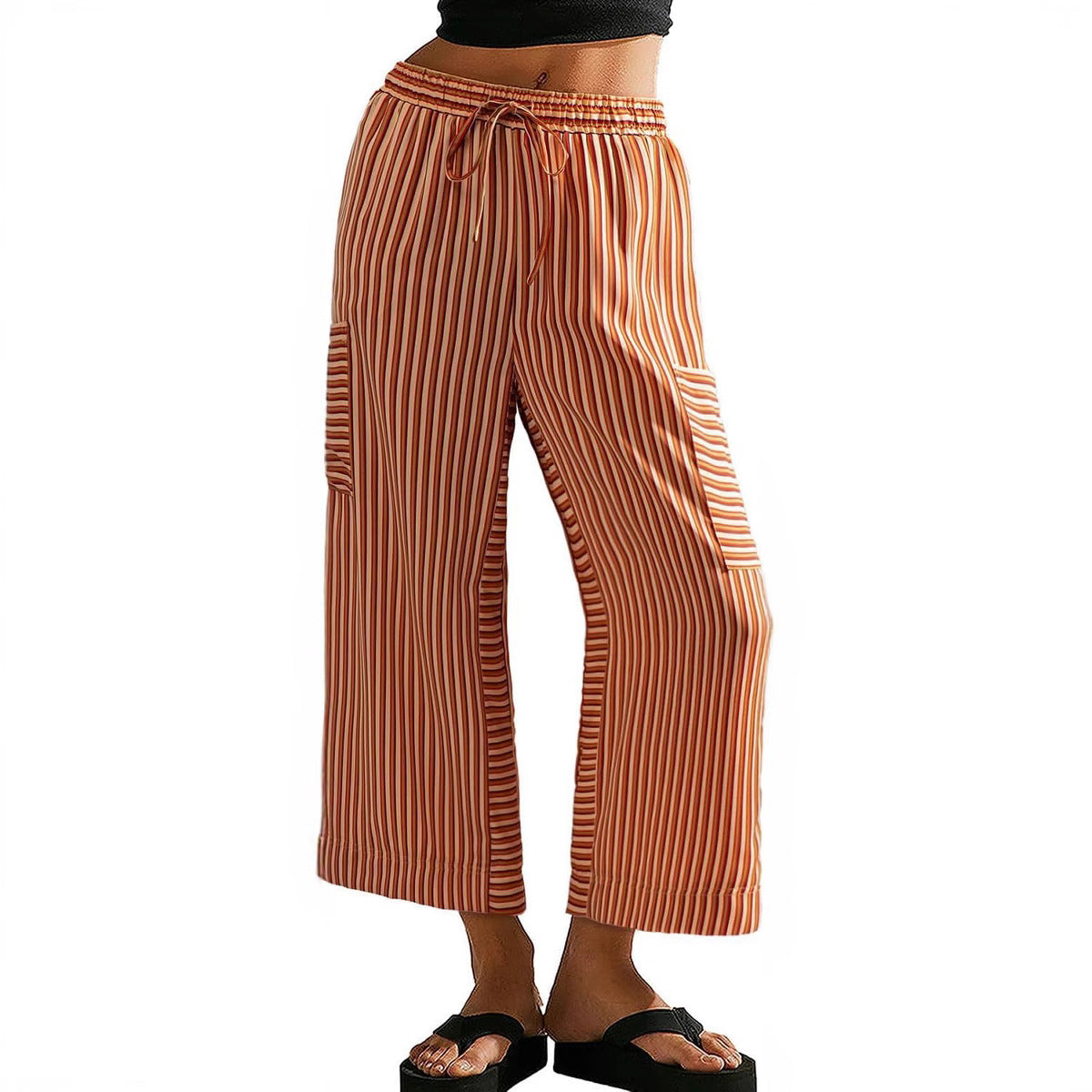 Women's striped wide-leg pants Ivyshape