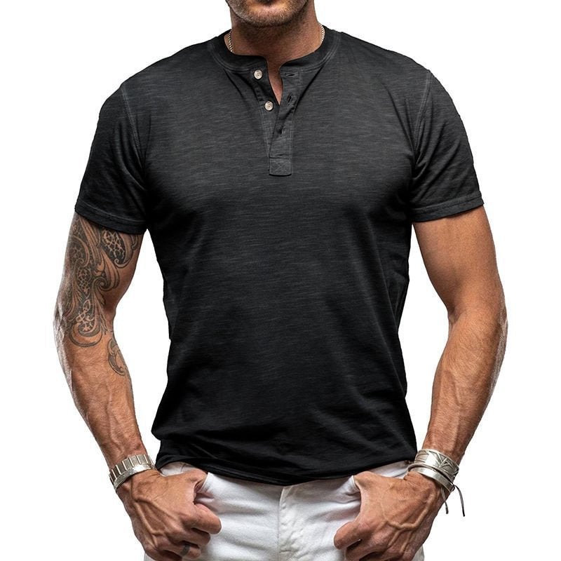 Men's short sleeve shirt with button placket Ivyshape
