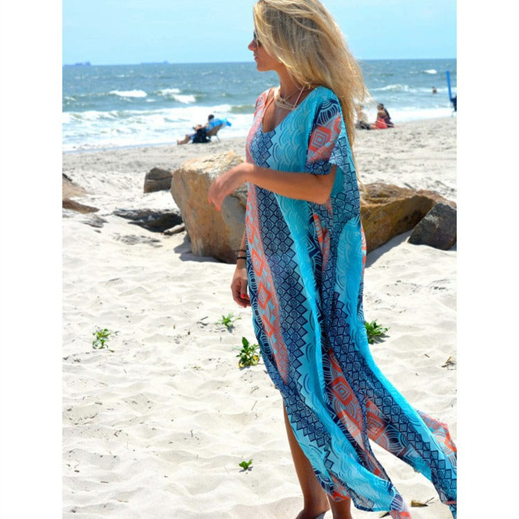 Women Beach Kaftan with Artistic Geometric Design Ivyshape
