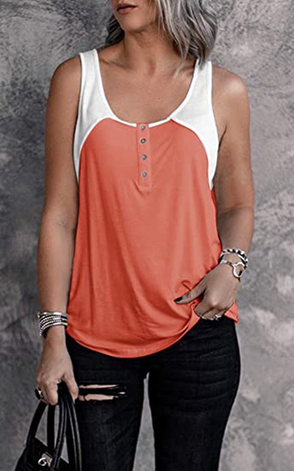Women's military cut top with button placket Ivyshape