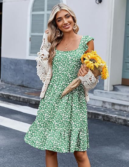 Women Floral Tiered Midi Dress Ivyshape
