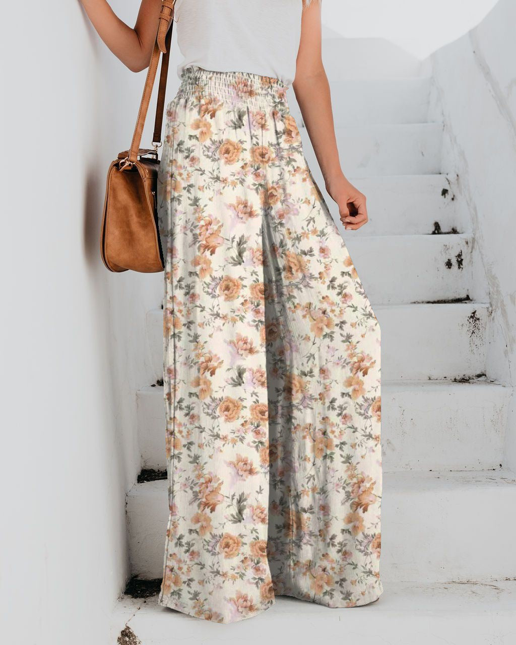 Women's Floral Print Wide Pants Ivyshape