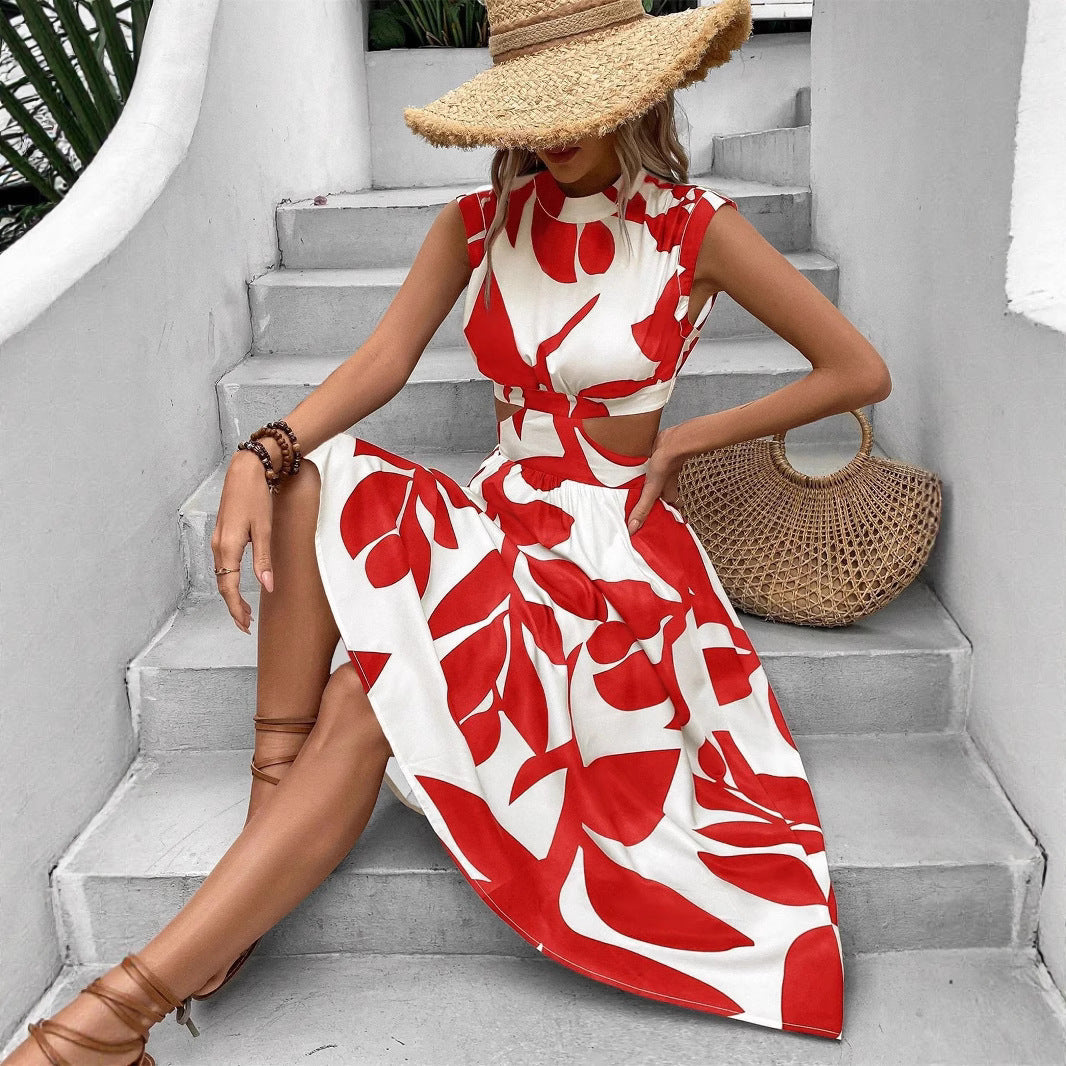 Ladies Boho-chic Maxi Dress with Cut-Outs Ivyshape