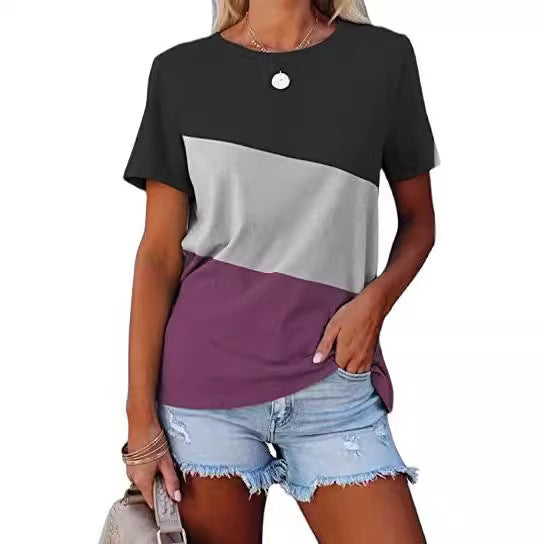 Women's Color Block Casual T-Shirt Ivyshape
