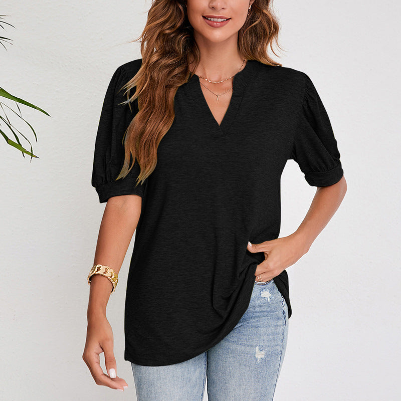 Ladies Casual Puff Sleeve Top Ivyshape