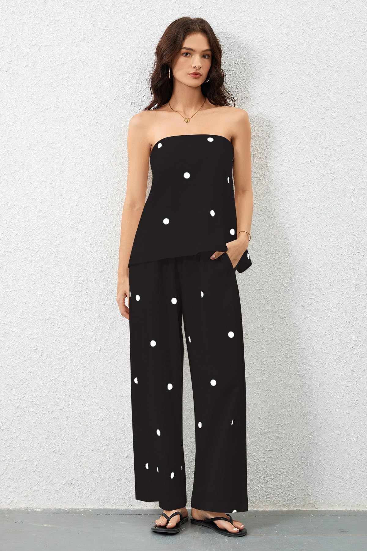 Women's Stylish Wide Leg Striped Set Ivyshape