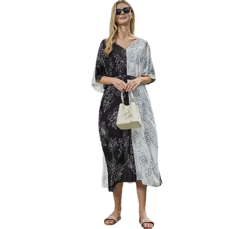 Women's Maxi Dress with Elegant Floral Design and Loose Silhouette Ivyshape