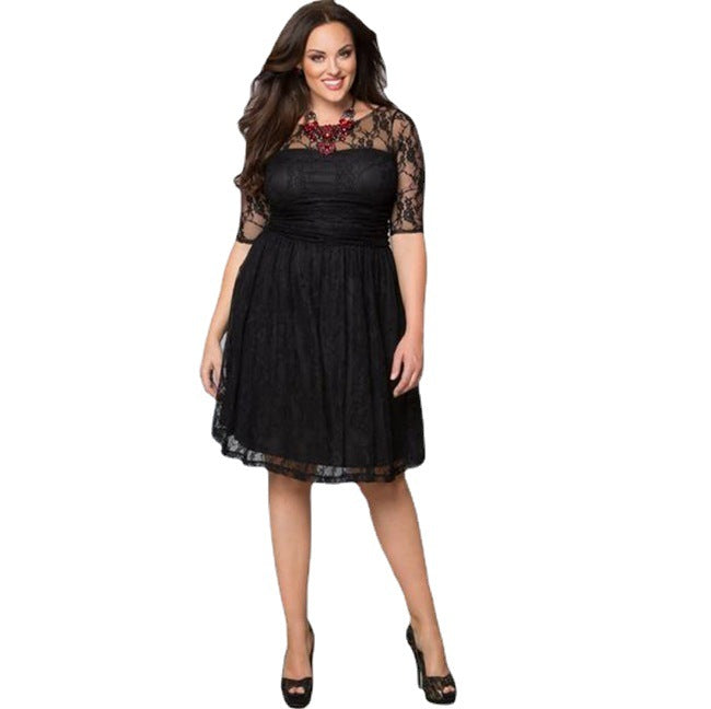 Women's Elegant Lace A-Line Dress Ivyshape
