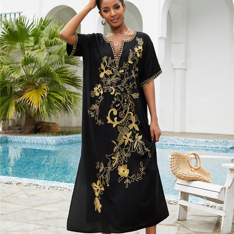 Women's Maxi Dress with elaborate floral embroidered lace Ivyshape