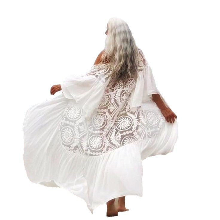 Women's beach dress with delicate crochet embellishments Ivyshape