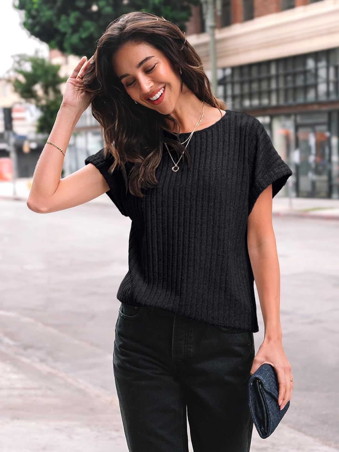 Women Ribbed Knit Top Ivyshape