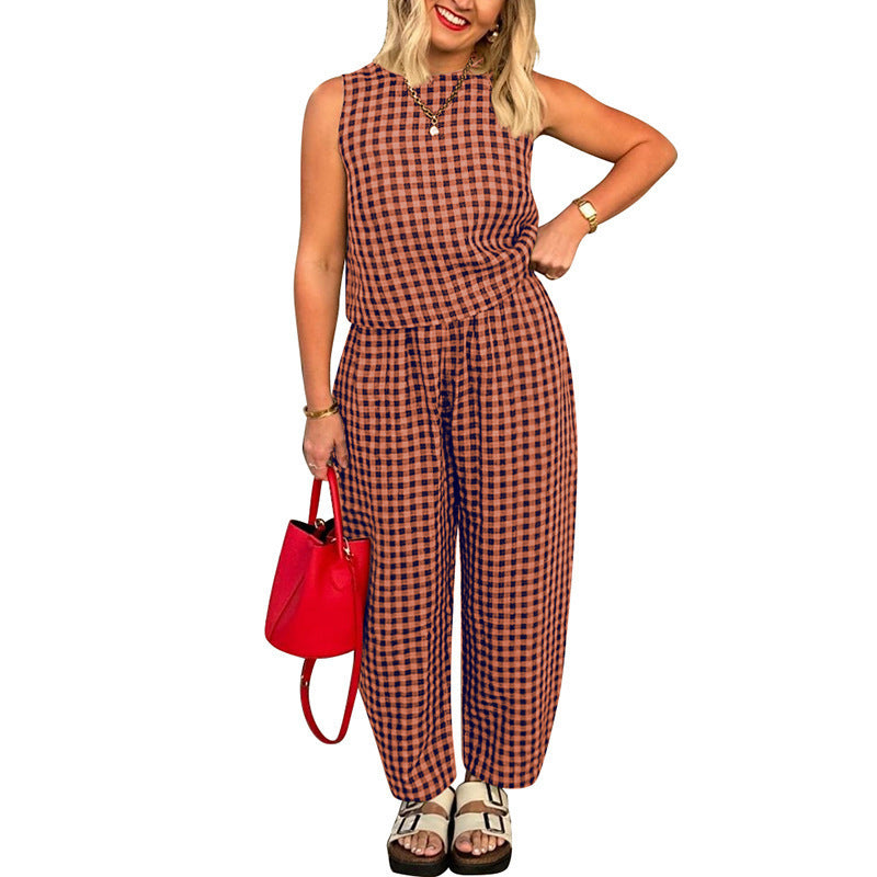Women's jumpsuit with check pattern and relaxed fit Ivyshape